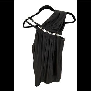 Chelsea and Walker black one shoulder top with silver detail